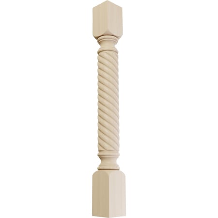 Ekena Millwork 3 3/4"W x 3 3/4"D x 35 1/2"H Hamilton Rope Cabinet Column, Rubberwood COL03X03X35HARW
